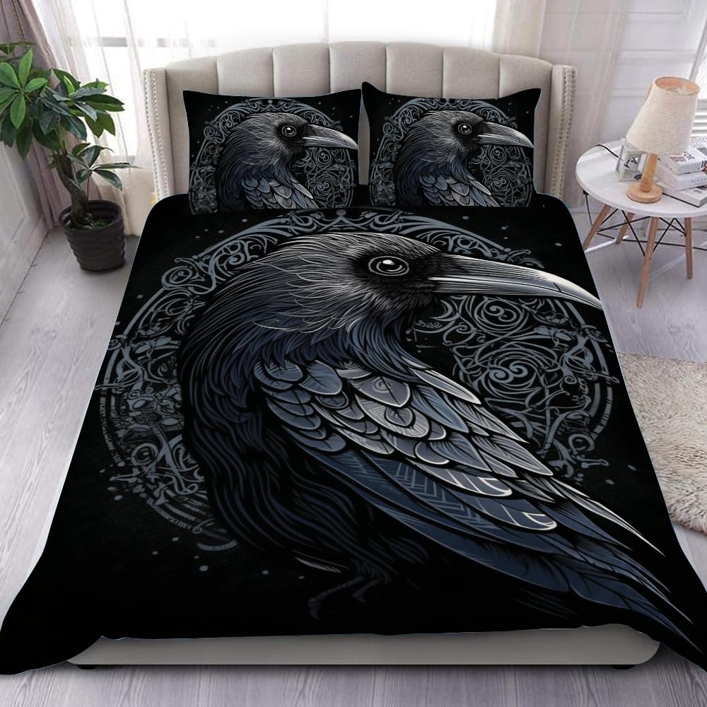 Raven Duvet Covers For Boys Men Quilt Covers Queen Size Lightweight Down Bedroom Decor 2 Pillowcases 1 Duvet Cover No Comforter