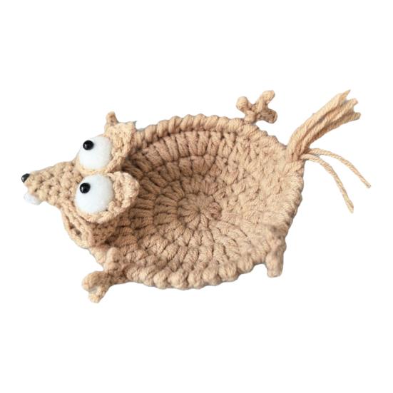 Crochet Squirrel Coaster Funny Handmade Animal Cup Squirrel Coasters Cute Mats Decorative Drink 1pc