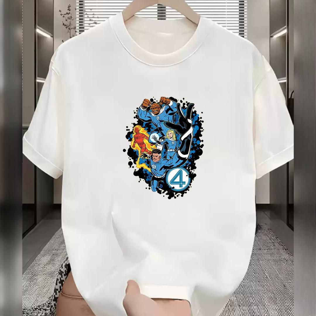 

Marvel Fantastic Four Cartoon Printed Short Sleeve TShirt Casual Summer Wear Men s Hip Hop Street Clothing Men s Clothing TShirt 5XL різнокольоровий