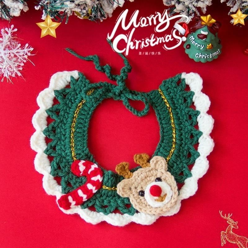 Cute Christmas Pet Scarf - Hand-Knitted Collar for Cat Dog Xmas Tree Decor Accessories