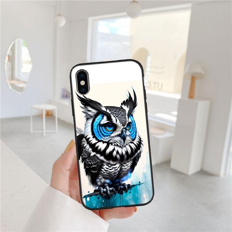 CJ25 Cartoon Art Owl Soft Shell Phone Case for Samsung Galaxy S20 S21 S22 Ultra FE + Plus A21S A22 A24 A25 A26 A30 A30S A31