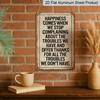2D Flat Vintage Rustic 'Stop Complaining Happiness Is Coming' Aluminum Sign - Waterproof & Weatherproof Tinplate Wall Decor with Inspirational Quote