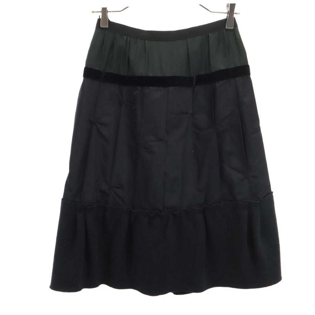 LOUIS VUITTON French silk blend Midi length Different material switching skirt Women Used
