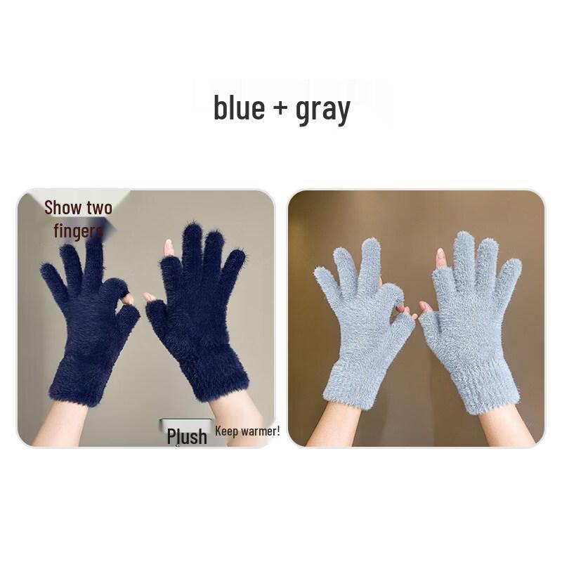 ZISIZ Winter Warm Two-Finger Exposed Cycling Gloves