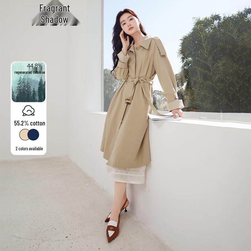 Elegant Women s Single-Breasted Trench Coat M