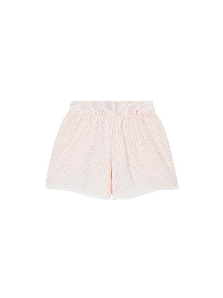 SALAD BAGUNI Lace Hem Seersucker Shorts - Pink