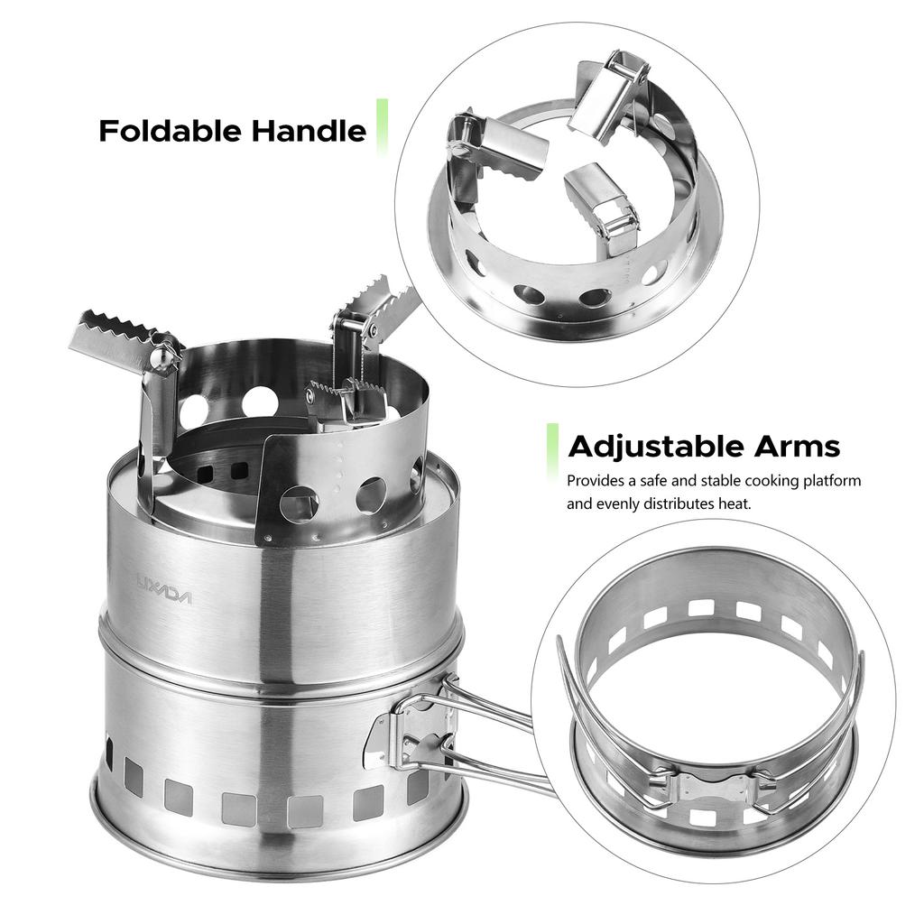 Přenosný kempingový vařič Alkoholový vařič na dřevo pro přežití pro venkovní batohy, pikniky a grilování Malý kempingový vařič na dvě paliva