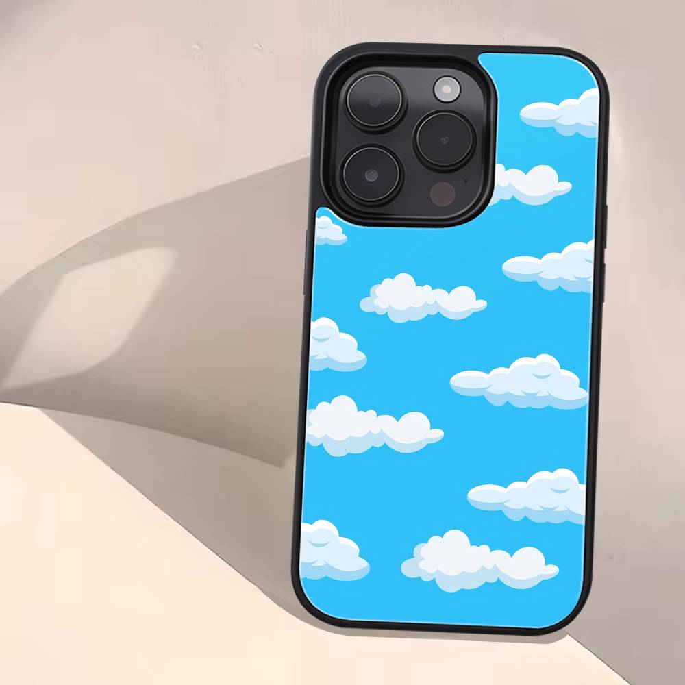 

Cartoon Cloud Phone Case Black Hard Plastic Phone Case For Iphone 17 Air 16 15 14 13 12 11 Pro Max PC TPU Ins Case iPhone 16