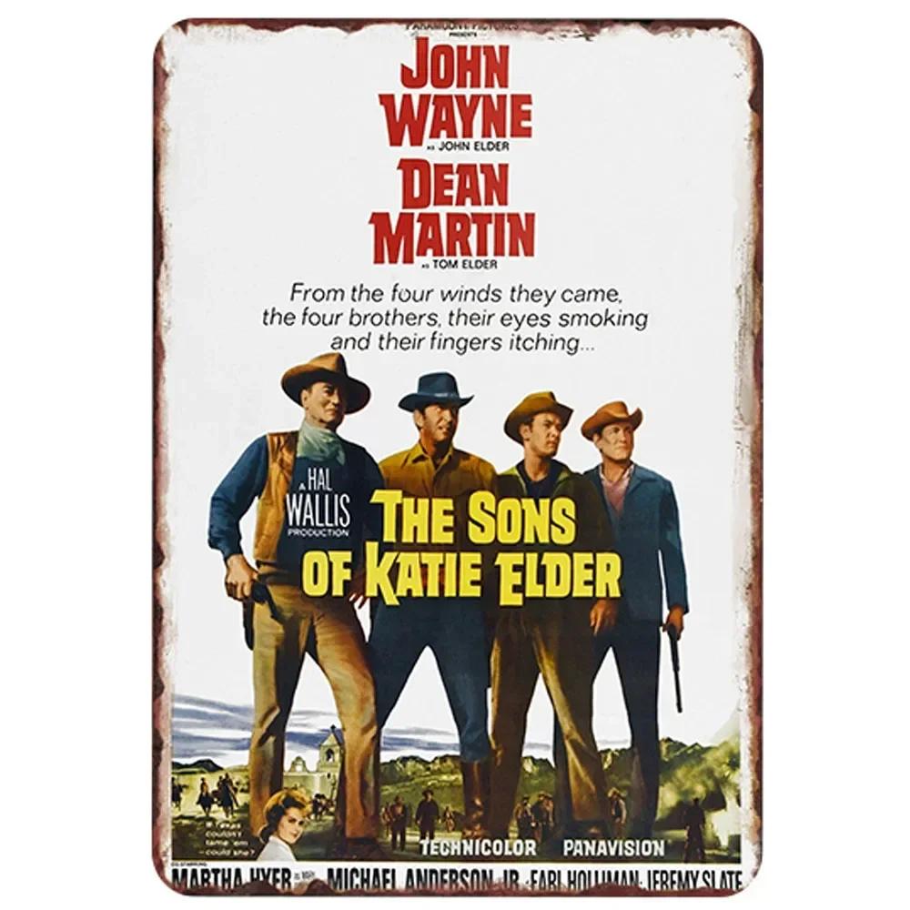 Καουμπόι Τζον Γουέιν Vintage Shabby Chic Metal Λευκοσίδηρος Ταινίες με αφίσα Μεταλλικές σιδερένιες επιγραφές Ρετρό Παμπ Μπαρ Κινηματογράφου Διακόσμηση τοίχου 20x30 εκ.