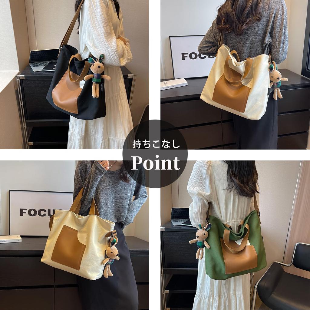 DOSARRIBA Canvas Tote Bag, CrossbodyShoulder Bag, Large Capacity, Zippered Cloth, Interior and Exterior Pockets, Ultra-Lightweight (480g), Unisex,