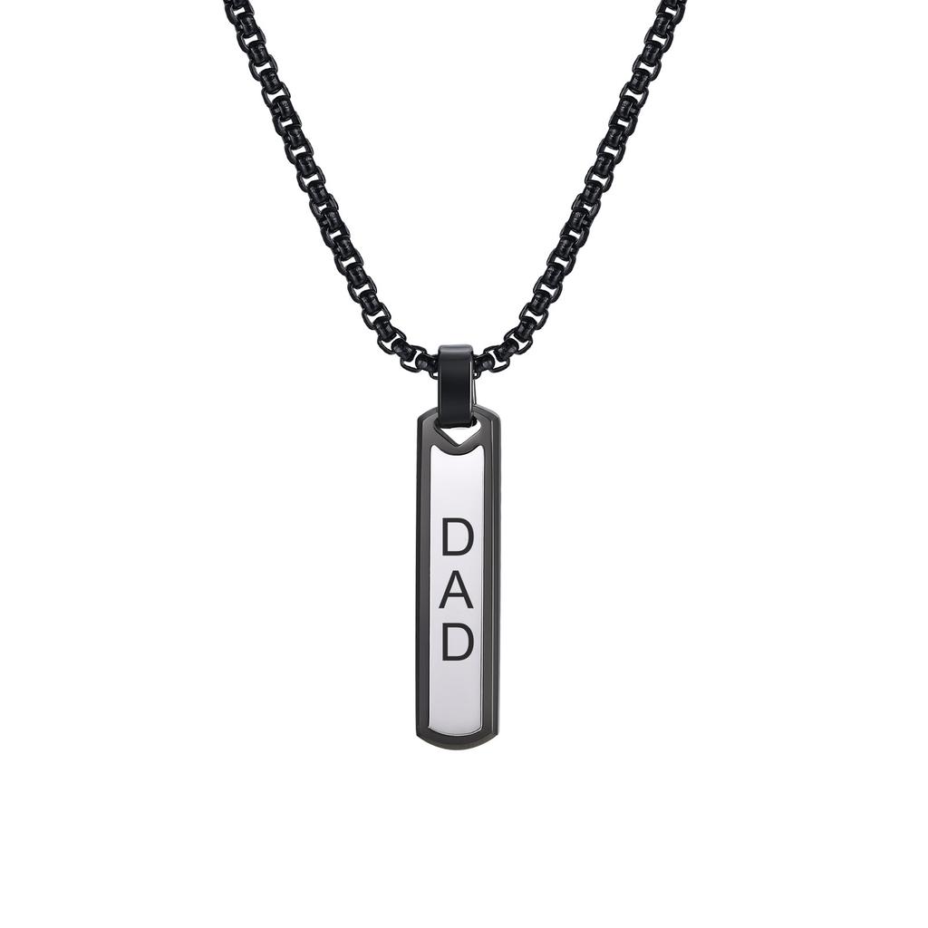 Vertical Pendant Necklace for Men Boys,Stainless Steel Geometric Long Pendant Necklaces,Father Dad Jewelry Gifts