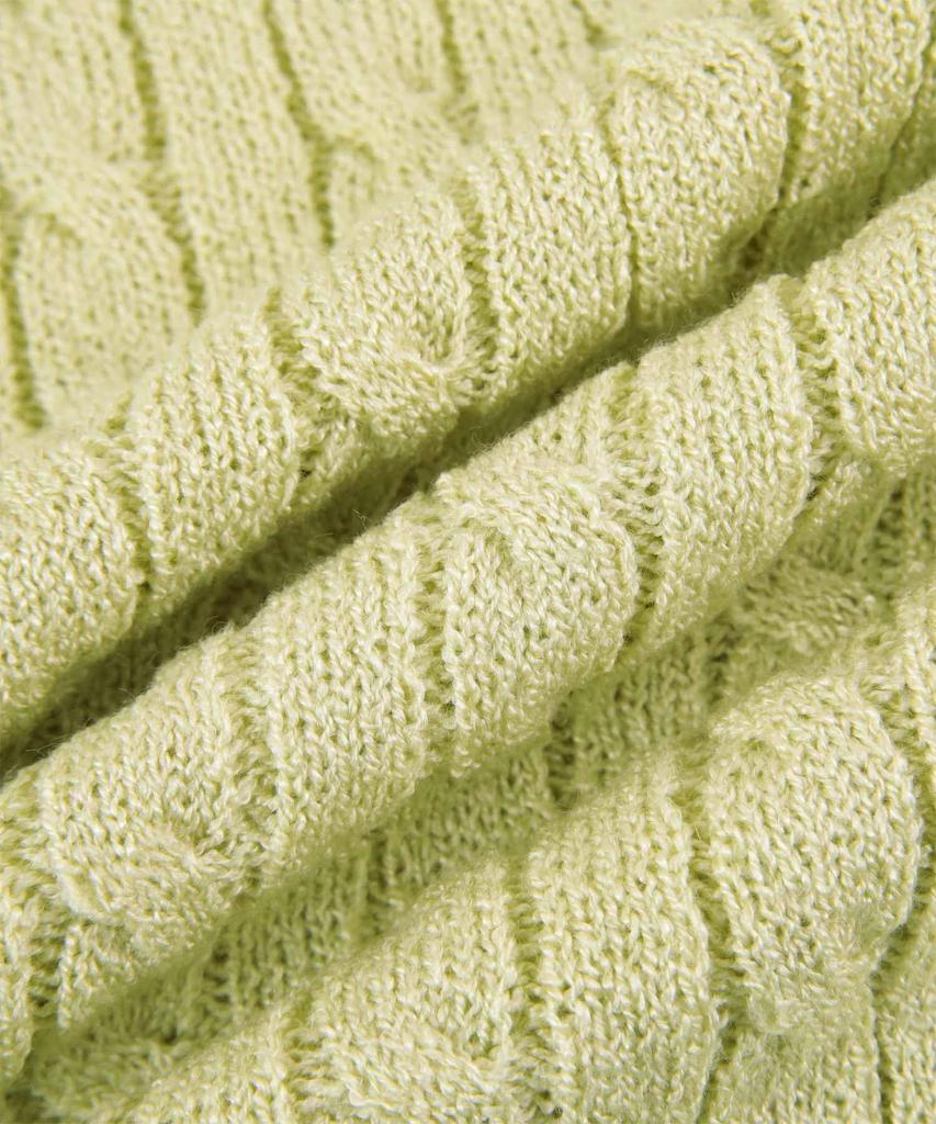 Titibait Half Sleeve Cable Knit ADW19092 Free Pink Women's