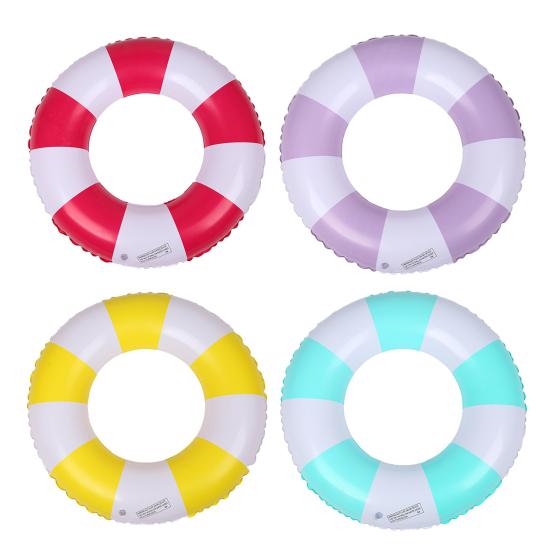 Kinder Schwimmring Starker Auftrieb Buntes Streifenmuster Verdickte Schwimmflügel Umkippsicher PVC Poolwasser Aufblasbarer Schwimmkreis Wasserspielzeug