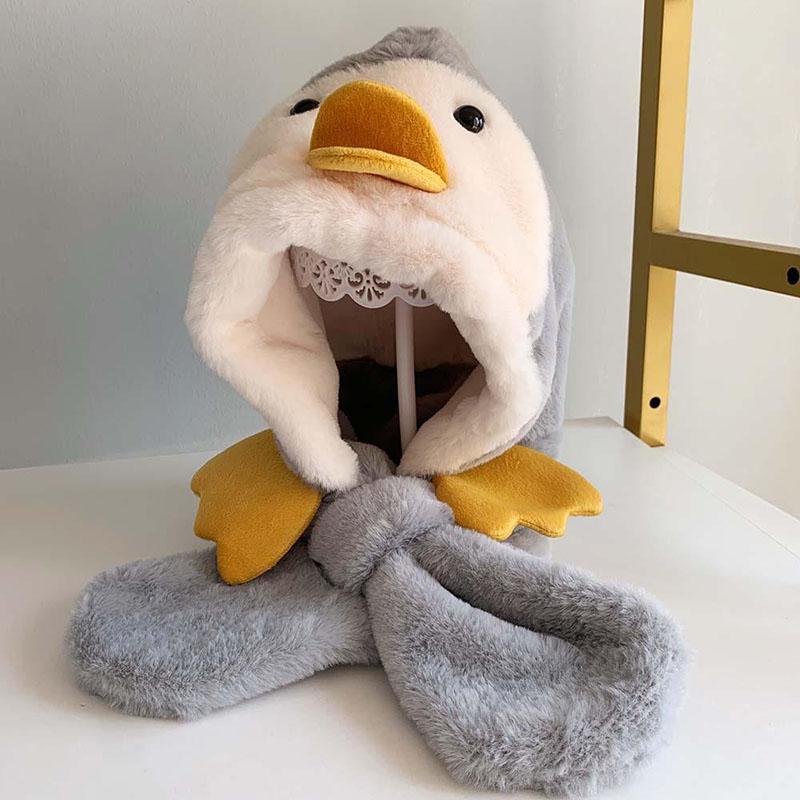Pinguino Carino Bambino Tuta Sciarpa Cappello 1-4 anni Bambini Caldo Copricapo Berretto Cartone Animato Bambini Peluche Protezione Orecchie Cappello Invernali Berretti