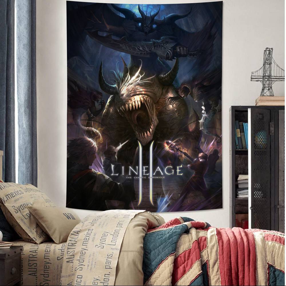 Lineage 2 Games Anime Tapestry Hippie Flower Wall Carpets Dorm Decor Cheap Hippie Wall Hanging