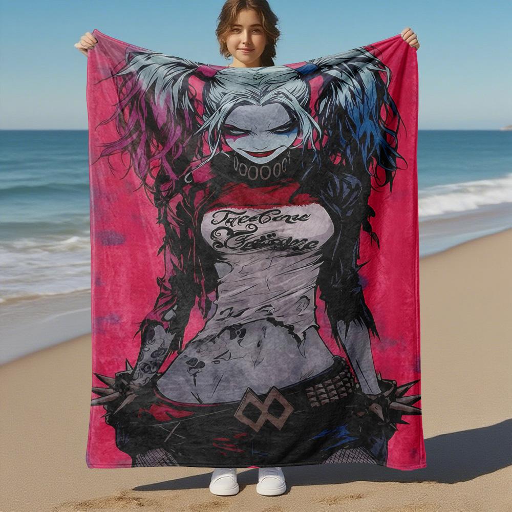 1pc Harley Quinn Outdoor Blanket - Throw Blanket, Soft , Flannel Blankets, Living Room, Travel, Camping C1209053