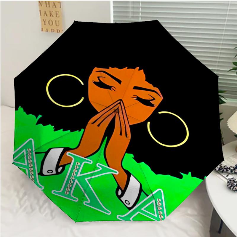 AKA logo2 Print Automatic Umbrella, 8 Rib Iron Frame, Plastic Handle, Suitable for Outdoor Travel &Daily , Ideal Gift