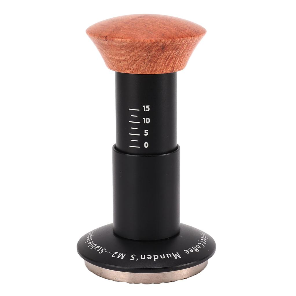Coffee Tamper Spring Loaded Tamper Calibrated Coffee Tamper Wood Handle Waffle Base 58mm