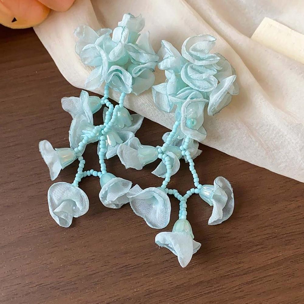 1 Pair Temperament Vacation Flower Eardrops with Beads Tassel Women Seaside Earrings  Birthday