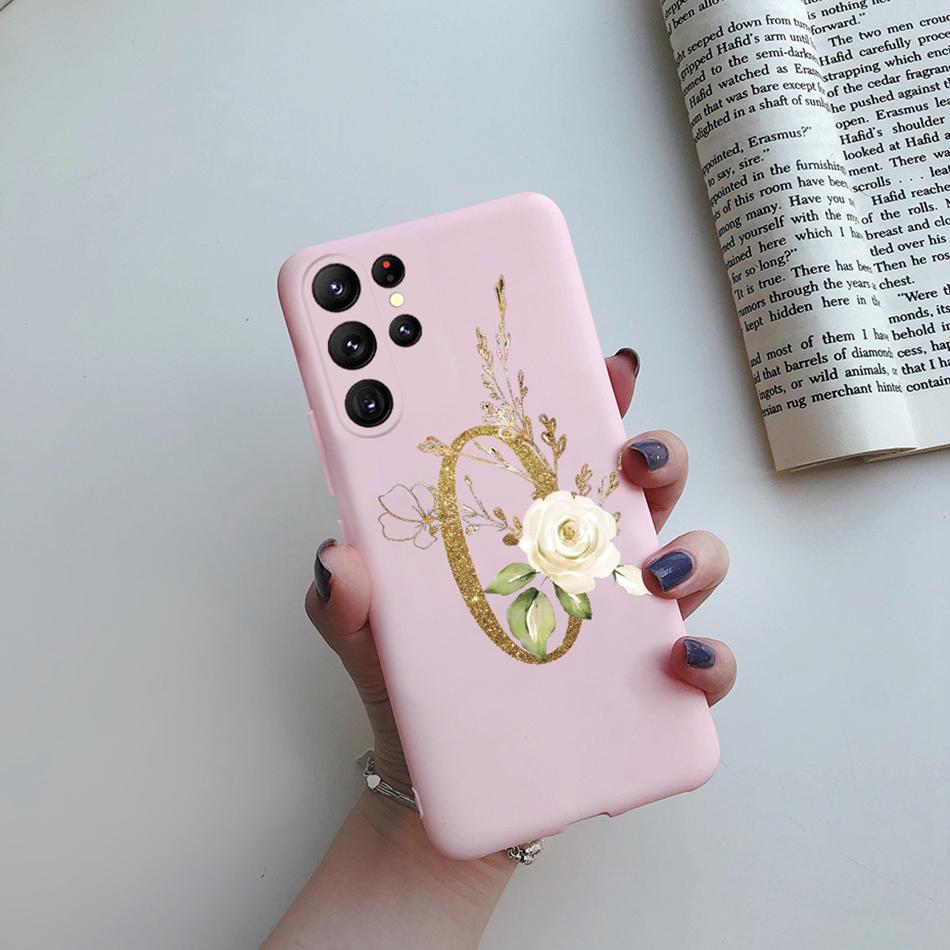 For Samsung S23 Ultra Case Stylish Letters Flower Soft Cover For Samsung Galaxy S23 Plus S23+ S23Ultra S 23 5G 2022 Fundas Case