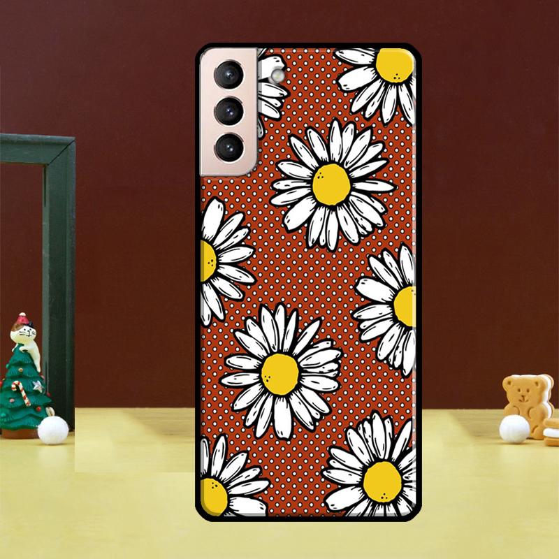 Cute Daisy Flower Phone Case For Samsung Galaxy S23 S24 S25 Ultra S22 S20 S21 S24 FE S9 S10 S25 Plus Cover