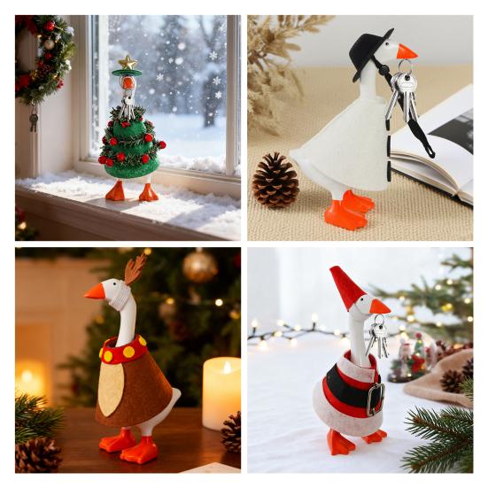 Christmas Goose Costume Felt Fabric Seasonal Goose Figurines Costume Handmade Festive Outfit Table Desk Decoration