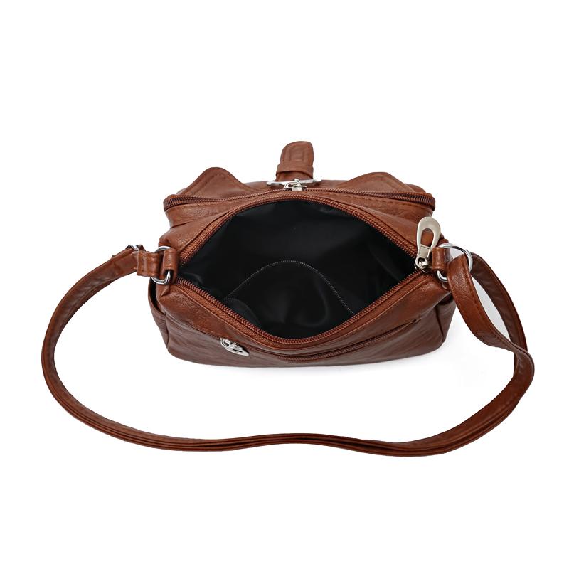 Women's Bag Soft Leather Middle-Aged Mother Bag Large Capacity Crossbody Bag Multi-Pocket Shoulder Bag