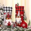 1pc Festive Christmas Stocking with Plaid Trim Cartoon Gnome Design, Perfect for Tree Fireplace Decorations