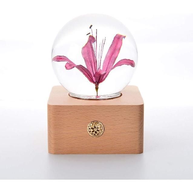 MISS LI GARDEN Forever Flowers Various and Original Color Flower in 3D Crystal Ball with LED Lights,Elegant Present for Girlfriend Wife Mom Women