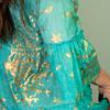Coral Print Dress Turquoise Gold Nomad