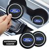 2Pcs PVC Car Coaster Auto Water Cup Mat Anti-slip Pad Tools For Ranger Focus Kuga Mustang S-MAX Transit Mondeo Fusion