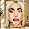 Lady Gaga Portrait Illustration Personalized D Textured Metal Poster Wall Art Vintage Tin Signs for Home Decorations Room Decor