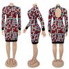 H208 European Spring/Autumn Women's Long Sleeve Irregular Print Dress