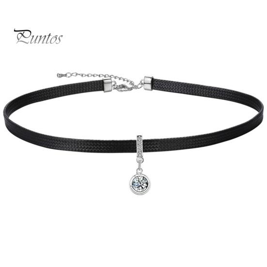 

Круглый кулон с кубическим цирконием, короткое колье, ожерелье, регулируемая длина, простое женское короткое ожерелье, ювелирное изделие, подарок серебряный