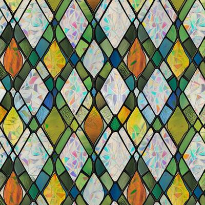 Stained Glass Window Film Rainbow Film Decorative 3D Privacy Sticker Colorful Lattice Window Decals Cling Static Decals for Home