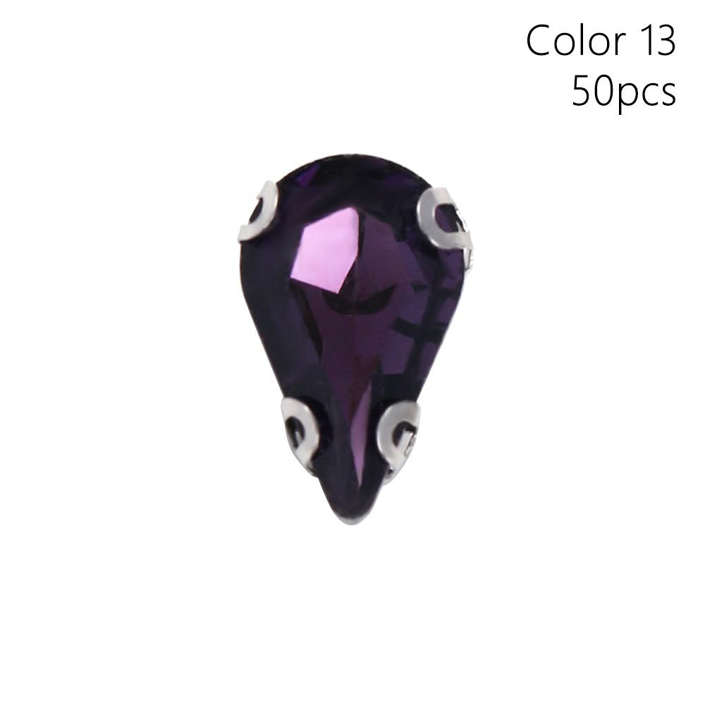 50 Stück/Packung Aufnähbar Glitzer Näh Strasssteine Wassertropfenform Diamant Perlen Verzierung Für Handarbeiten