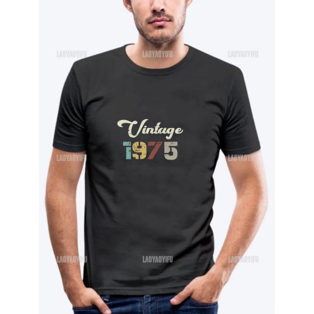 Vintage 1975 Limited Edition Men T Shirts Retro Classic Art Print Tees Short Sleeve O Neck Harajuku Streetwear Birthday Gifts