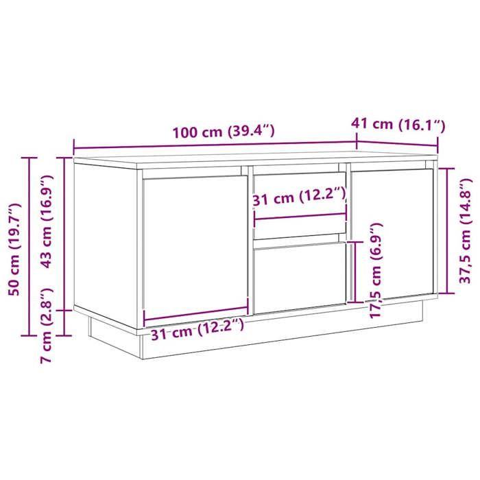 VidaXL TV Cabinet with LED Lights Artisan Oak 100x41x50 Cm, TV Stand, TV Unit, Multimedia Cabinet, TV Bench, 861417
