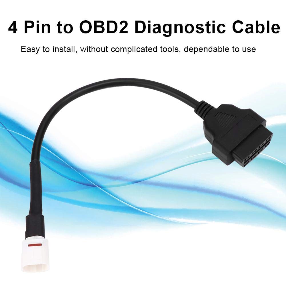 Diagnostic Cable, Qiilu 4 Pin to OBD2 Fault Code Reader Motorcycle Scanner Diagnostic Cable,
