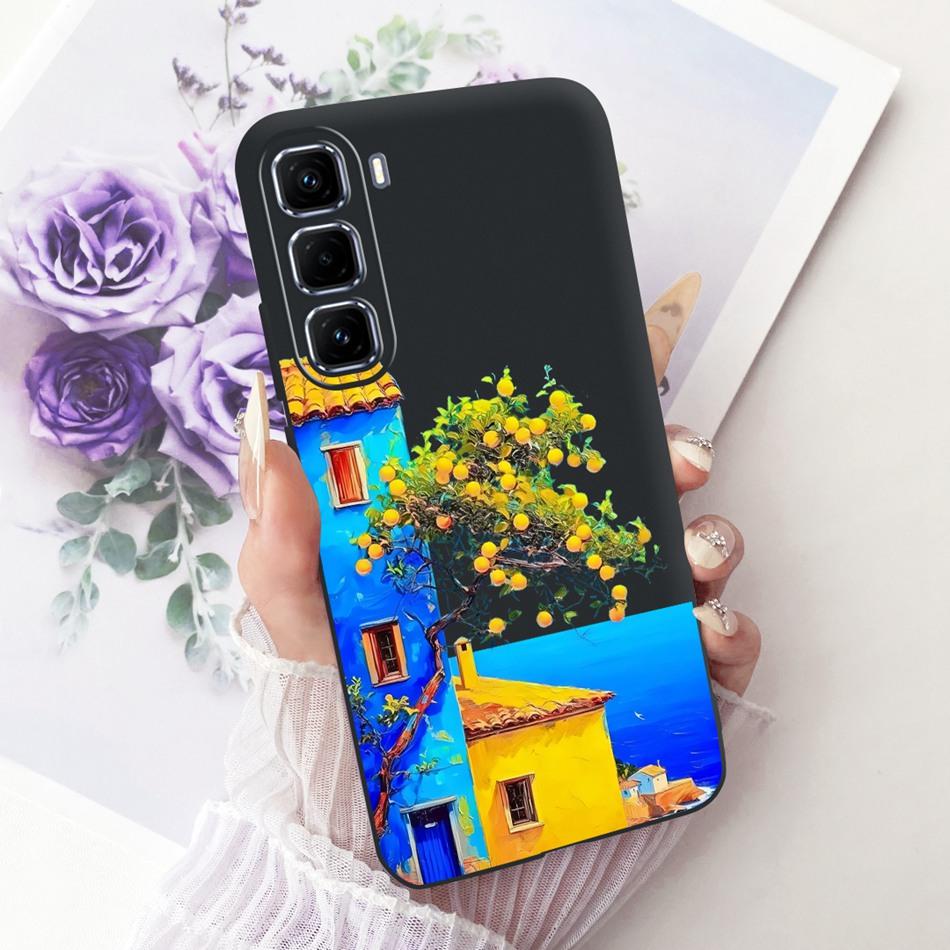 For Infinix Hot 50 Pro+ 50Pro 4G Cute Flower Butterfly Cat Case For Infinix Hot50 Pro Plus 4G Black Silicone Soft Phone Cases