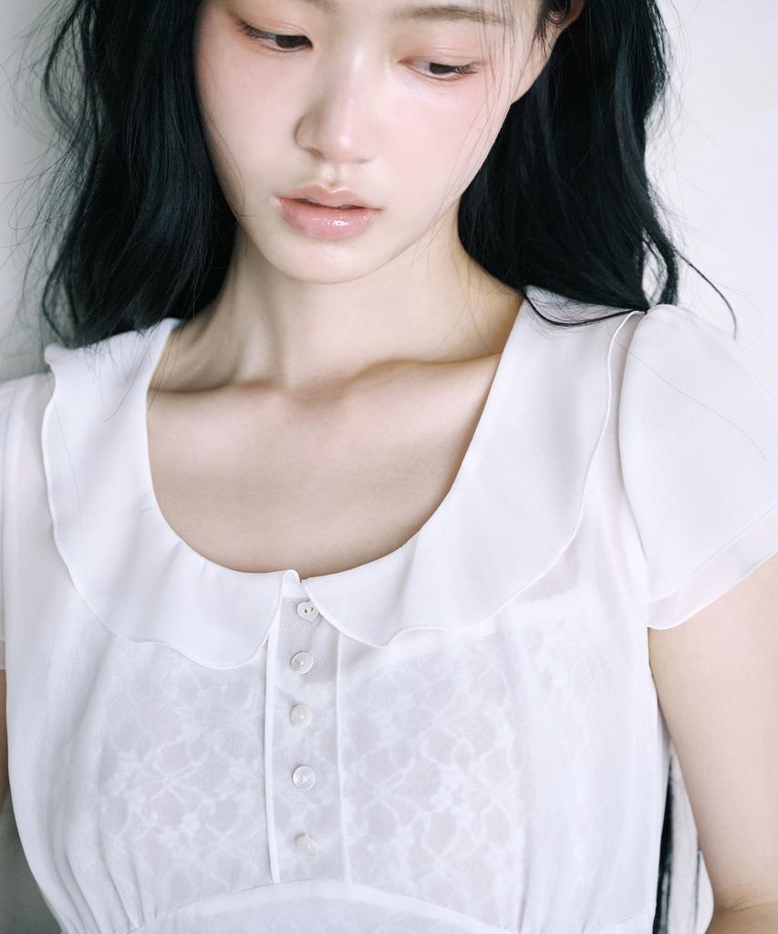 Leijeumiya One Sheer Blouse [White]