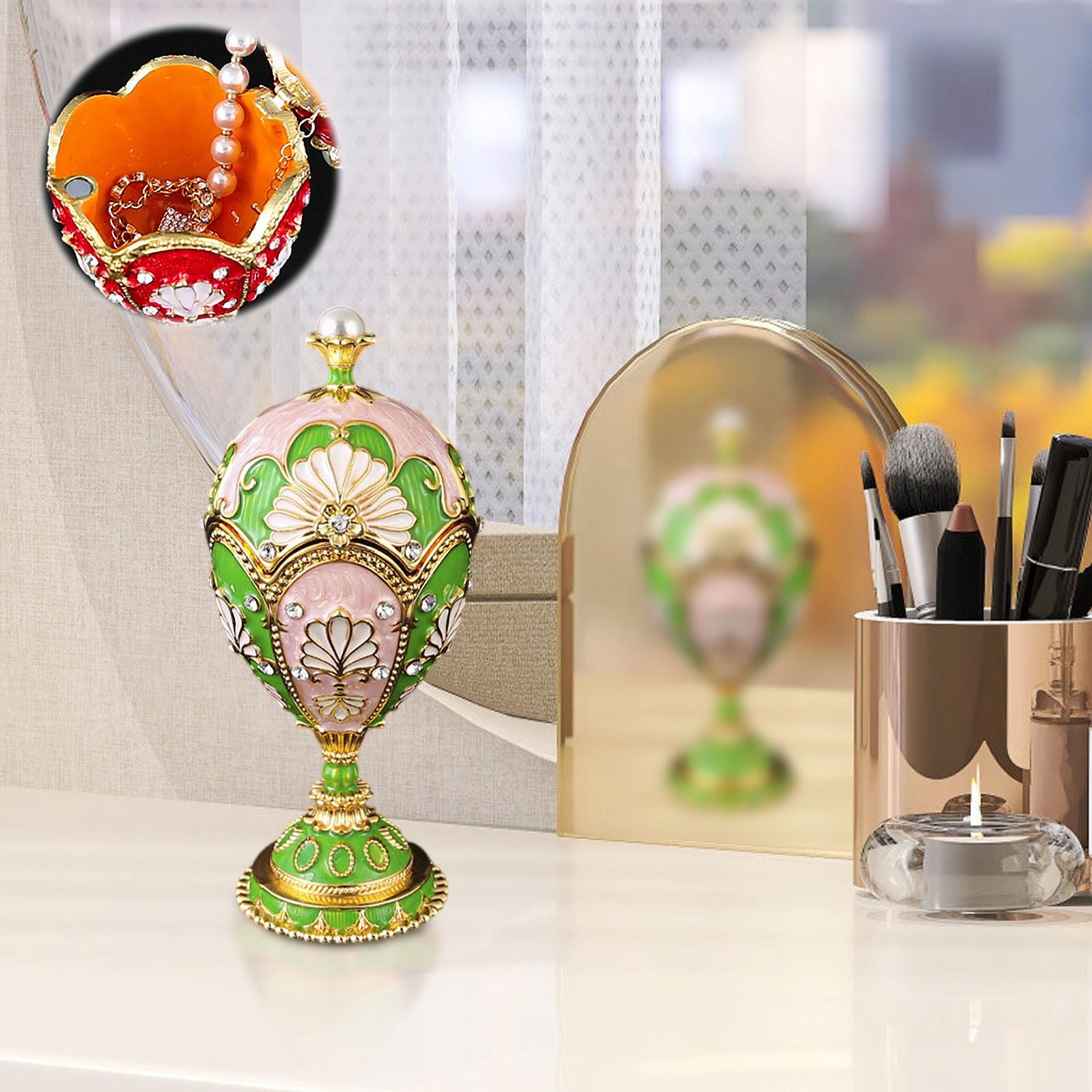 

Шкатулка для украшений в виде яйца с эмалью и жемчугом One Size зелёный