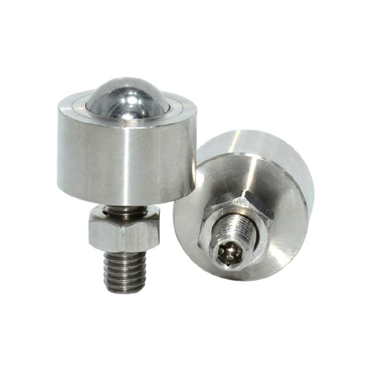 Ball Transfer Unit with Steel Body, Mount Collar and Base Post for Material Guidance and Fixture Base Tasks Use