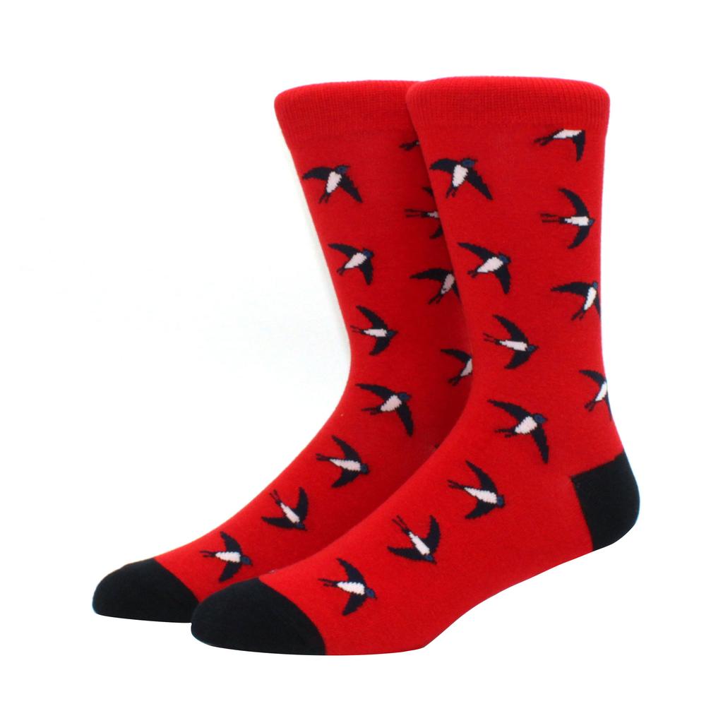 New Hiphop Cotton Men Socks Harajuku Happy Funny Animal Flamingo Penguin Chili Dress Socks for Male Wedding Christmas Gift