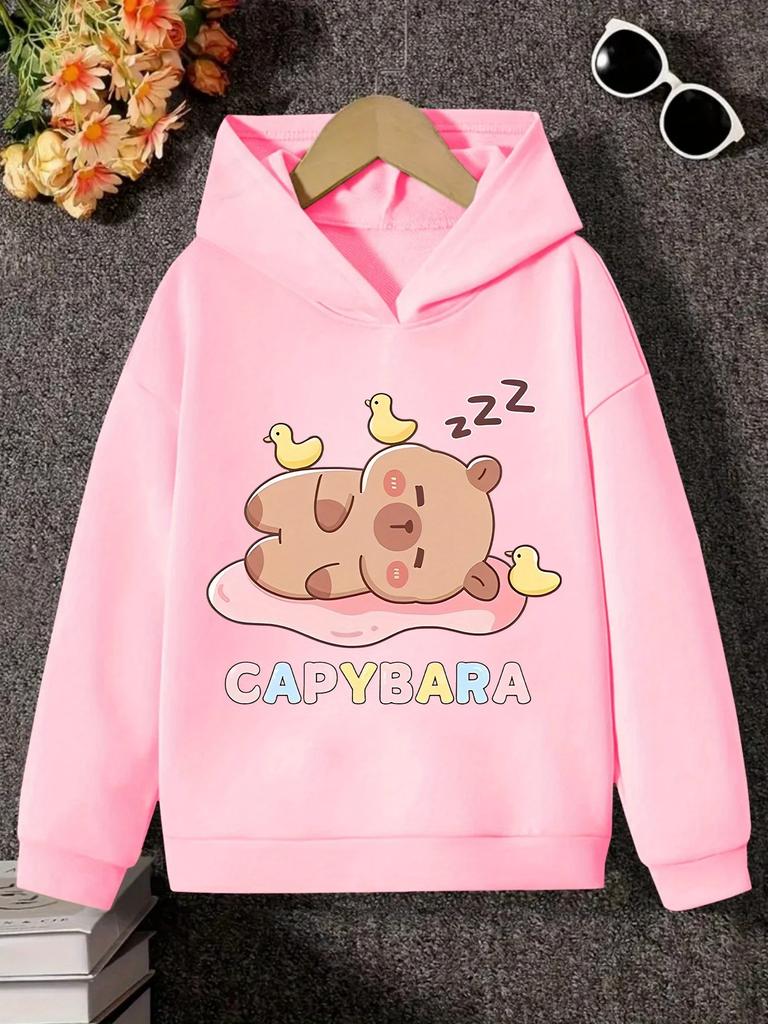 Kids Cute Girl Hoodie Cartoon Doll Graphic Print Heart Sweatshirt Girls Boys Kawaii Korean Style Streetwear Spring Autumn