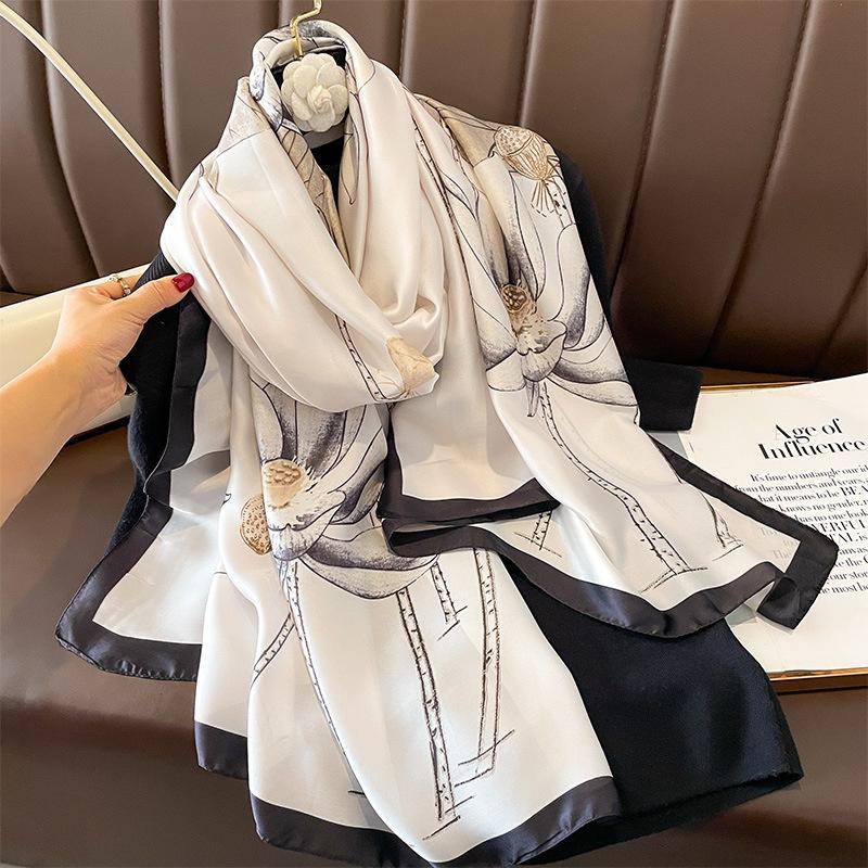 180*90cm Luxury Brand Women Summer Silk Scarves Shawl Lady Wrap Soft Female Europe Designer Beach Bandanna foulard muffler pareo