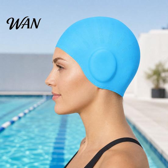Silicone Swim Cap Adults Swimming Cap, Waterproof Non-slip Elastic Pool Hat, Men Tear Resistant Women Ear Protection Bathing for Short Long