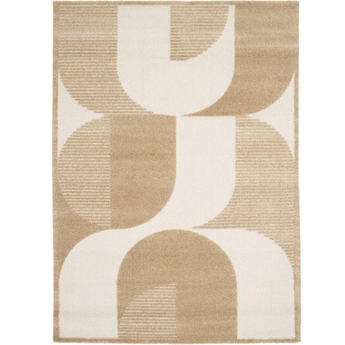 Tapis salon à reliefs doux à relief géométrique beige 120x170