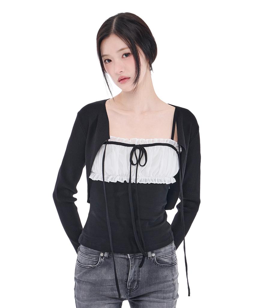 Alkialka Chiffon Ribbon Sleeveless (Black)