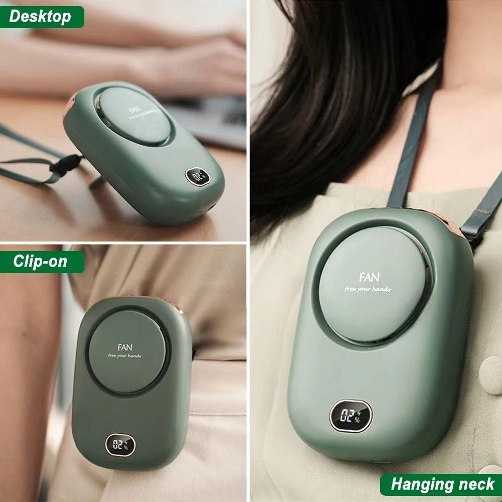 Adjustable Lanyard Neckband Fan 2000 mAh Battery USB Rechargeable Fan  Personal Cooling
